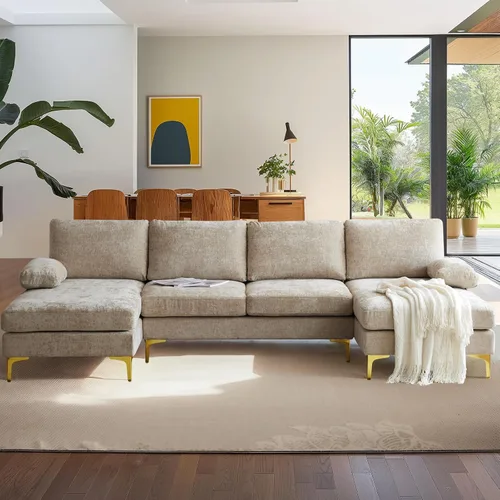 Vista 11 de VINGLI Sofá modular grande en forma de U de 110 pulgadas con diván doble de 51 pulgadas de profundidad para sala de estar, moderno juego de sofá