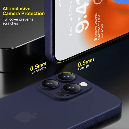 Vista 4 de memumi Funda delgada para iPhone 15 Pro de 0.012 in, ligera, cubierta de lente de cámara, protección completa PP acabado mate, cubierta trasera