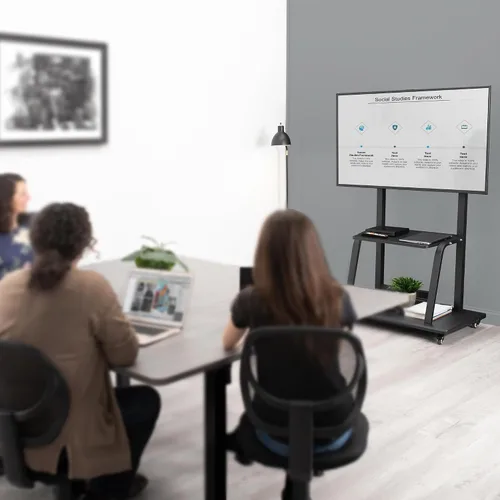 Vista 7 de VIVO Carrito de TV móvil resistente para pantallas de 42 a 100 pulgadas de hasta 330 libras, LCD LED OLED 4K Smart Flat y Paneles curvos, Max