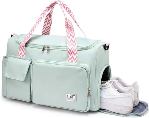 Vista 64 de Pequeña bolsa de gimnasio para mujer, bolsa de viaje con compartimento para zapatos