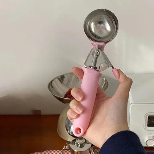 Vista 7 de Paquete de 2 cucharadas de helado para masa de galletas con gatillo mango rosa para masa de galletas, magdalenas, masa de helado, control