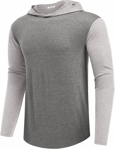 Vista 10 de PINSPARK Sudaderas ligeras con capucha tipo pullover para hombres, manga larga, sudadera con capucha para golf, gimnasio, entrenamiento, sudadera