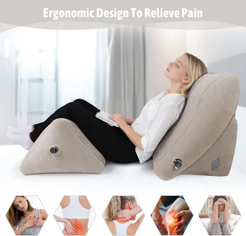 Vista 2 de Juego de almohadas inflables de cuña – Paquete de 2 almohadas portátiles de cuña de viaje Adjustable 2PCS Inflatable Back Pillow for Sleeping, Bed