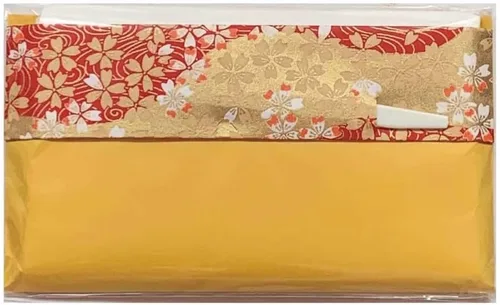 Vista 7 de Mino Washi Kaishi Set, Japanese Tea Ceremony Pocket Sheets, 30 Count with Yuzen Design Pouch and Pick (5.7 x 6.9 in Sheets) Blue