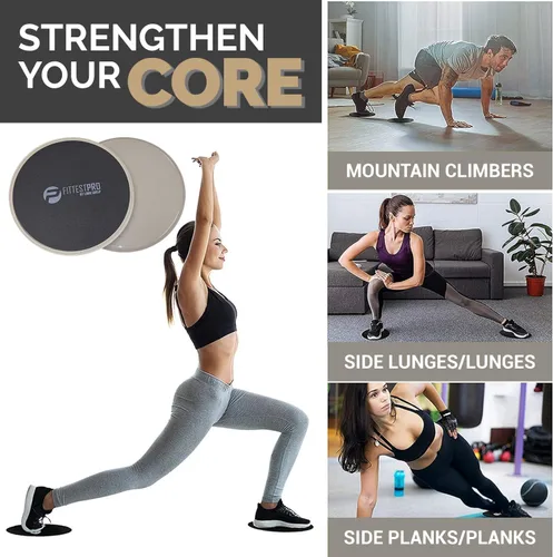 Vista 2 de Limm Deslizadores de núcleo para entrenar – Deslizadores de ejercicio fitness, estabilidad, abdominales, piernas y cuerpo completo (juego de 2)