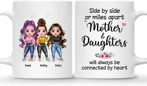 Vista 23 de Gossby Taza personalizada para madre y 1 hija, como madre como hija, regalos para madre, mejores tazas de café para madre, taza personalizada