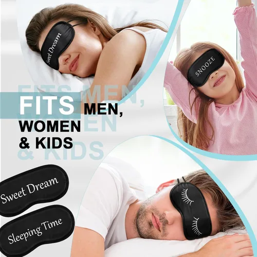 Vista 6 de Eurzom 20 unidades de antifaz para dormir divertido en paquete con correa ajustable, antifaz para los ojos totalmente opaco para cubrir la vista por