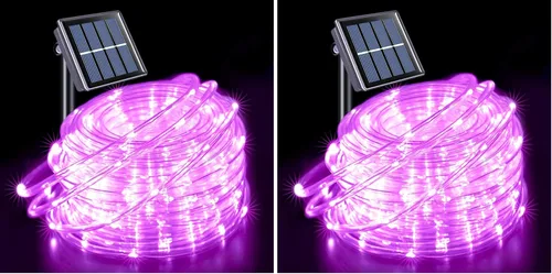 Vista 30 de JMEXSUSS 2 * 200 luces LED rosas solares tipo cuerda, 66 pies IP65 impermeables, luces solares de cadena para exteriores, 8 modos de luces navideñas