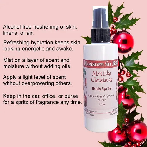 Vista 3 de Blossom to Bath A Lot Like Christmas Body Spray (4 onzas) - Fragancia sin ftalatos - Energiza la piel con un aroma dulce picante