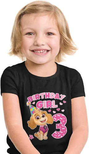 Vista 3 de Camiseta de cumpleaños para niña de Paw Patrol Skye de tercer cumpleaños para niños pequeños