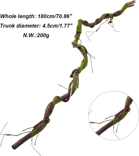 Vista 3 de Ramas de árbol artificiales suaves de espuma EVA mediana de 70.86", ramitas de tronco grueso, enredaderas falsas de liana ratán para colgar