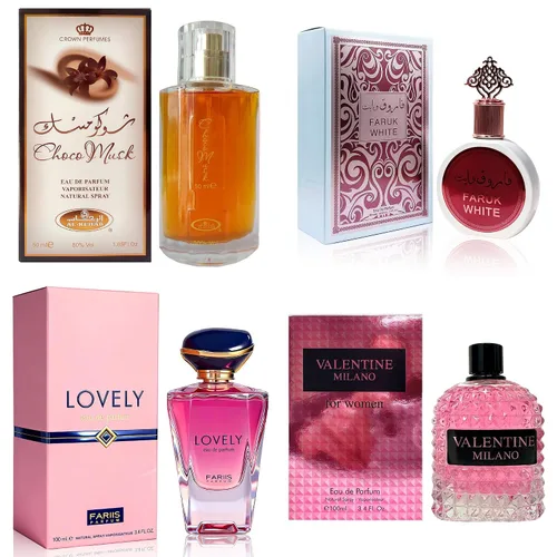 Vista 43 de AFLUXE Set de perfume para mujer, 4 piezas, colección Eau De Parfum de larga duración, almizcle Choco/Milano Mujer/6pm Rosa/7AM Fresh