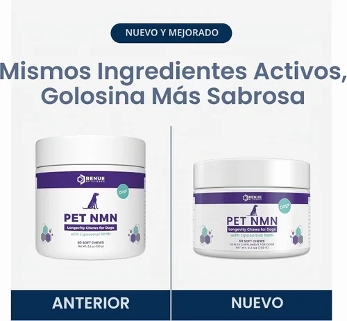 Vista 4 de Renue By Science PET NMN Longevity - Masticables para perros - NMN liposomal, trans-resveratrol, glucosamina, MSM, condroitina, masticables suaves