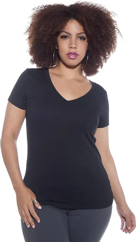 Vista 5 de Zenana remera básica, cuello en V, paquete de 4 prendas para mujer, L