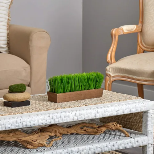 Vista 5 de Planta artificial de hierba de 12 pulgadas en maceta decorativa