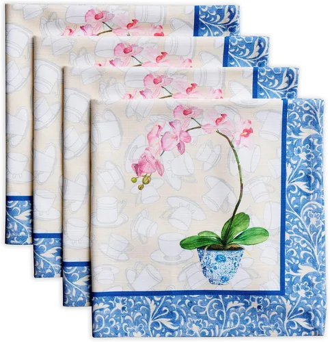 Vista 153 de Maison d' Hermine Juego de 4 servilletas de tela 100% algodón, suaves y duraderas, servilletas cuadradas reutilizables para uso diario, lavables