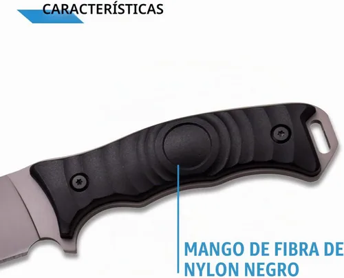 Vista 4 de MTech USA mt-20 – 70 C Fixed Blade cuchillo, gris titanio, mango negro, 10 pulgadas