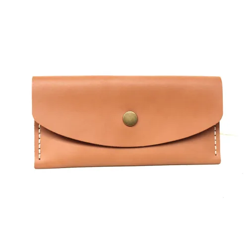 Vista 5 de Handmade Leather Multi-function Envelope Mobile Phone Card Holder Long Simple Wallet Cash(apricot)