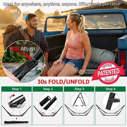 Vista 6 de Tranquillo Unity Soporte de hamaca ajustable, soportes para hamacas para el jardín, soporte de hamaca doble de acero de capacidad de 800 libras