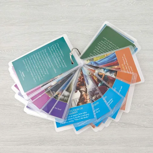 Vista 4 de Needzo Juego de tarjetas de oración católicas laminadas para niños, 4 1/2 pulgadas