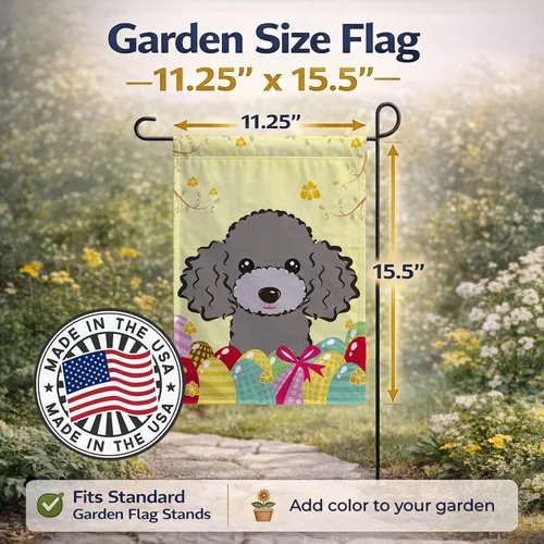 Vista 182 de Caroline's Treasures BB1923GF Bandera decorativa para jardín con diseño de Border Collie, para caza de huevos de Pascua, para jardín, jardín, patio