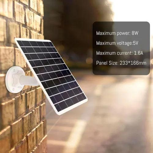 Vista 2 de Panel solar de 8 W compatible con cámara de batería recargable, para cámara de seguridad al aire libre, cargador solar de cámara de 5 V, impermeable