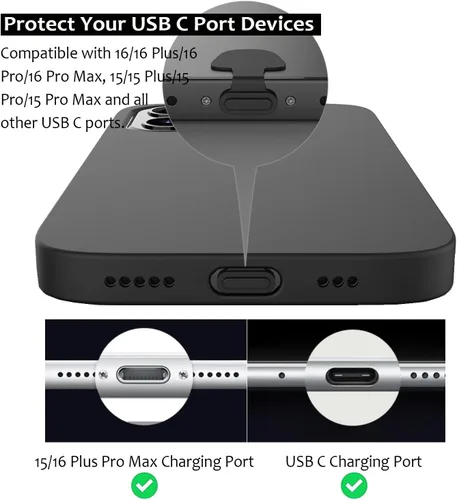 Vista 4 de Paquete de 10 tapones antipolvo USB C, accesorios de teléfono para iPhone 18 17 16 15/16 Plus/16 15 Pro / 16 15 Pro Max, cubierta protectora