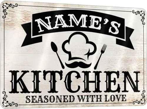 Vista 23 de Letreros de cocina personalizados con nombre personalizado, letrero de cocina condimentado con amor, letrero de cocina para decoración del hogar