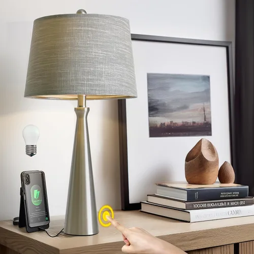 Vista 17 de Oneach Lámparas de mesa de 25.75 pulgadas para sala de estar, lámpara de noche regulable de 3 vías, con control táctil regulable de 3 vías, moderna