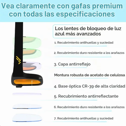 Vista 8 de +1.0 +1.5 +2.0 +2.5 Orange Blue Light Blocking Reading Glasses for Better Sleep - Migraine Glasses for Women & Men