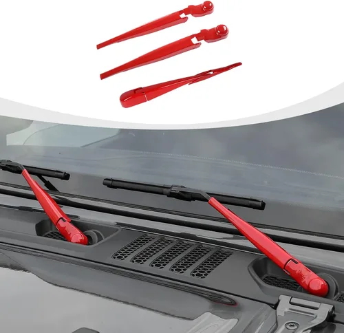 Vista 20 de RAZPOY JK Limpiaparabrisas frontal y trasero, 3 piezas, compatible con Jeep Wrangler JK JKU 2007-2017, azul