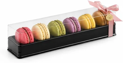Vista 4 de Pastry Chef's Boutique - Cajas de regalo pequeñas de plástico transparente para macarons franceses - Capacidad para 2 macarons - Tamaño de cavidad