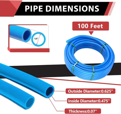 Vista 2 de EFIELD - Tubería Pex A de 1/2 pulgada, 100 pies, color azul para aplicaciones de fontanería de agua potable con un cortador de tubos (XB100)