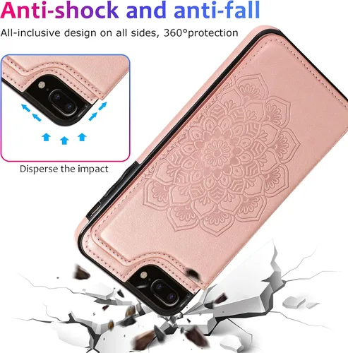 Vista 8 de Asuwish Compatible con iPhone 7plus 8plus 7/8 Plus con funda y protector de pantalla de vidrio templado, ranura para tarjeta celular, soporte