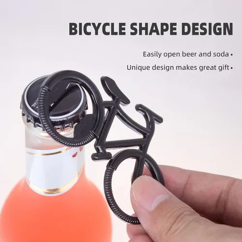 Vista 3 de Colgante de aleación de zinc para bicicleta, abrebotellas de cerveza, llavero para coche, regalo para familiares y amigos en festivales, Negro