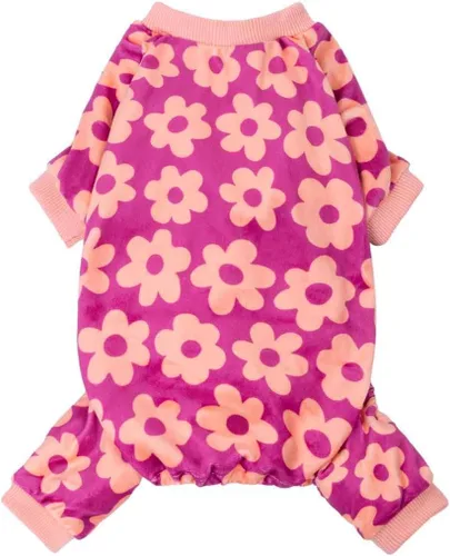 Vista 15 de Fitwarm Pijama de béisbol de forro polar para perro, ropa acogedora de invierno para perros pequeños, niños y niñas, mameluco divertido