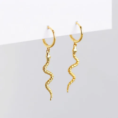 Vista 3 de SLUYNZ Aretes de aro de serpiente de plata de ley para mujeres, adolescentes y niñas, aretes de aro pequeños para hombres