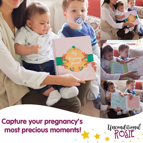 Vista 2 de Mi diario de embarazo y libro de recuerdos para bebés con calcomanías, álbum de recortes y álbum de fotos, diarios de embarazo para madres