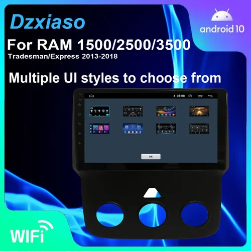 Vista 4 de Para Dodge RAM 1500 2500 3500 Actualización de radio 2013-2018 Manual AC Stereo Reemplazo 1280*720 Pantalla táctil Construido en Carplay inalámbrico