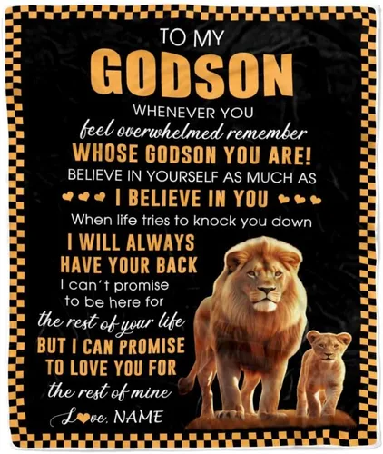 Vista 23 de Manta personalizada con texto en inglés «To My Godson», de Godmother Godmother Wolf Moon, My Love for You is Forever Godson Birthday Christmas