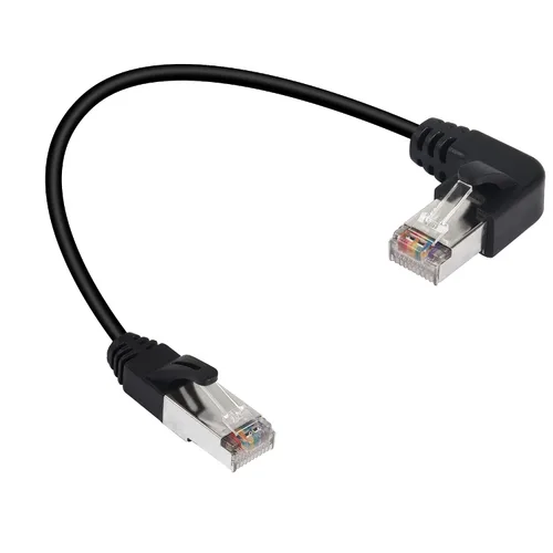 Vista 7 de QIANRENON Cable Ethernet RJ50 10P10C en ángulo de 90°,Cable de comunicación macho 10P 10C macho a macho en ángulo recto,Cat5E,con escudo,Conexiones