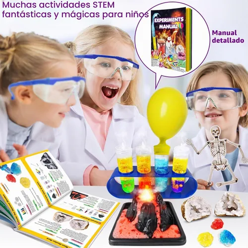 Vista 4 de UNGLINGA 150 Experimentos Kit de Ciencias para Niños y Niñas, Juguetes Kit S.T.E.M Ideas de Regalos Cumpleaños Navidad, Química Romper Geodas