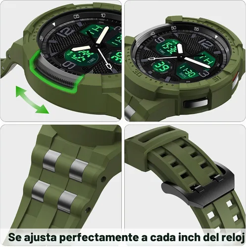 Vista 5 de Correa compatible con Samsung Galaxy Watch 6 Classic de 1.850 in, funda resistente de una pieza con correa (2023)