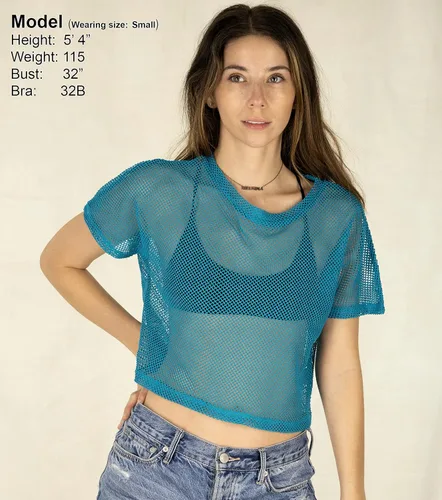 Vista 2 de Top corto de malla transparente para mujer
