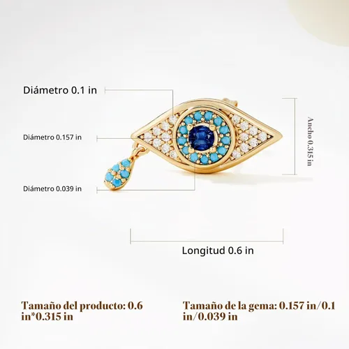 Vista 6 de Cicy Bell Womens Evil Eye Earrings Turquoise 18k Gold Plated Dorado
