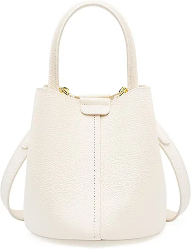 Vista 8 de Bolsos de cubo para mujer, bolsos cruzados de cuero auténtico, carteras con asa superior y correa ajustable
