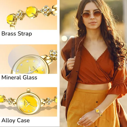 Vista 6 de SOLLEN Women's Bracelet Watch, Analog Quartz Dainty Fashion Ladeis Watches, Waterproof Luxury Vintage Casual Women Wristwatch, Jewelry Gift for