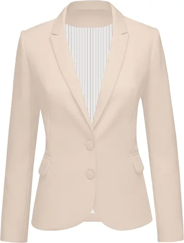 Vista 20 de Luvamia - Chaqueta Blazer para Mujer, de Manga Larga, Cuello con Solapas, Botón de Cuello, con Bolsillos Un nuevo botón negro