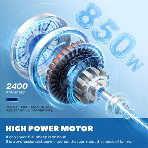 Vista 3 de Tijeras de oveja profesionales 850 W 2400 RPM resistentes con 4 cuchillas (13 dientes rectos/13 dientes curvos/9 dientes rectos / 9 dientes curvos)