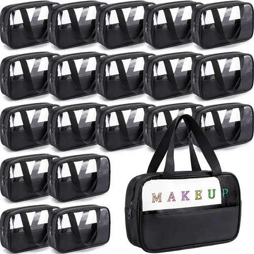 Vista 17 de Buryeah 9 piezas translúcidas bolsa de maquillaje organizador de artículos de tocador para mujeres y hombres, bolsa de viaje portátil impermeable